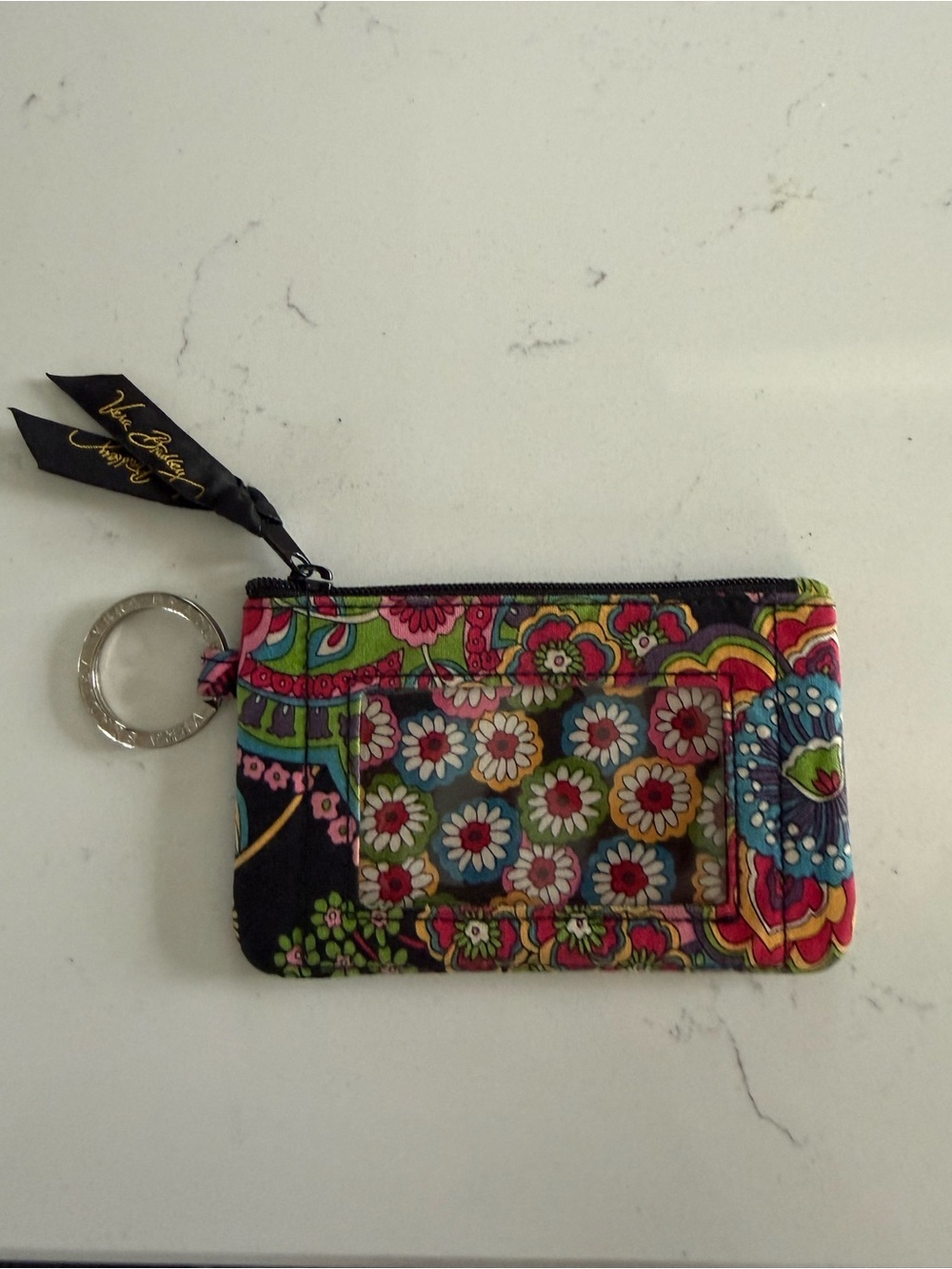 Vera Bradley Zip ID Case with Silver Key Ring